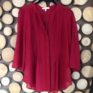 Chaus New York Red Top 3/4 inch Sleeve With Tab